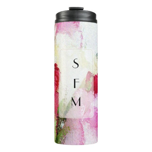 Roses - Monogram - Thermal Tumbler (Front)
