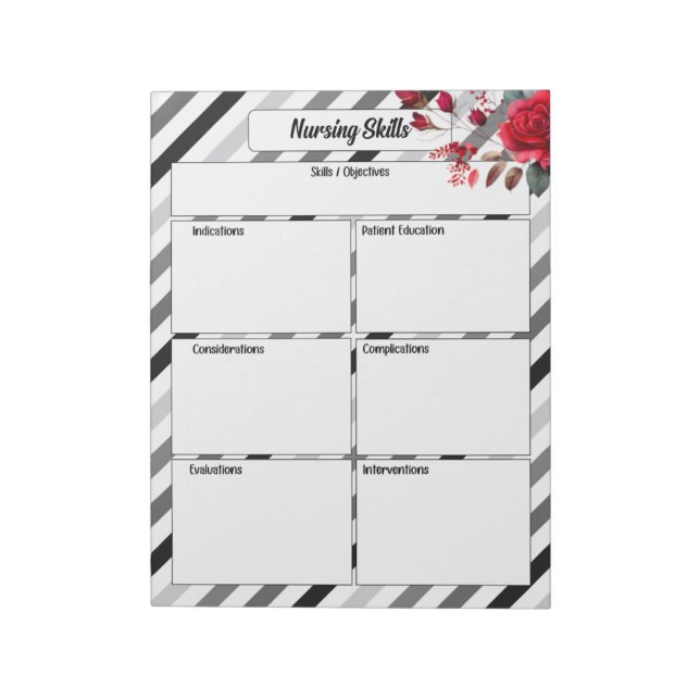 Roses n Stripes _ Nursing Skills Notepad (Rotated)