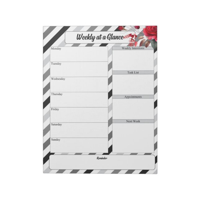 Roses n Stripes_ Week At a Glance Notepad (Rotated)