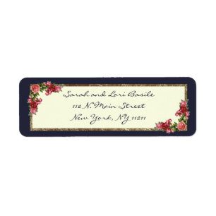 Roses Navy Blue and Gold Sweet 16 Invitations