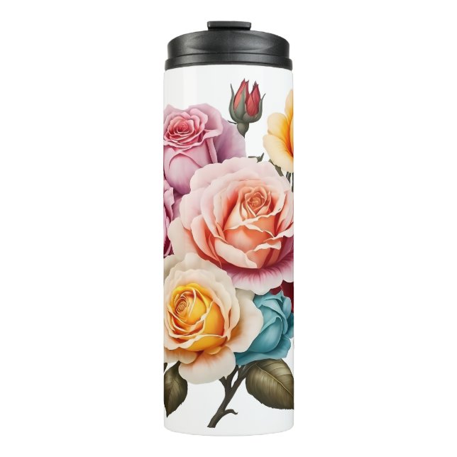 Roses of different colours thermal tumbler (Front)