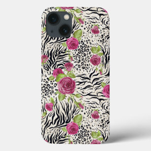 Roses On Animal Pattern iPhone 13 Case