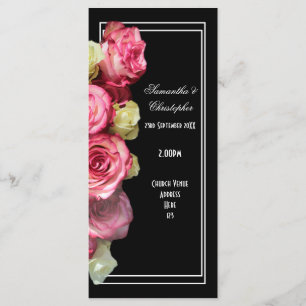 Roses on black church wedding program programme