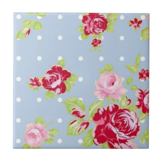 Roses On Blue Tile