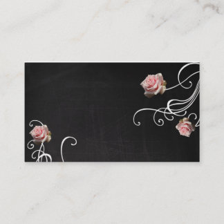 Roses on chalkboard business cards