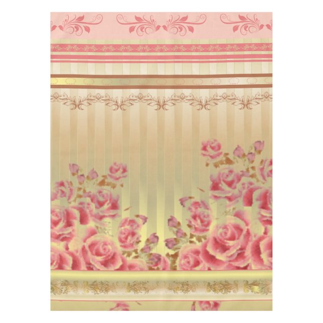ROSES ON GOLD ~ Table Cloth (Front)