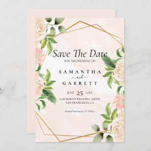 Roses On Golden Frame Invitation