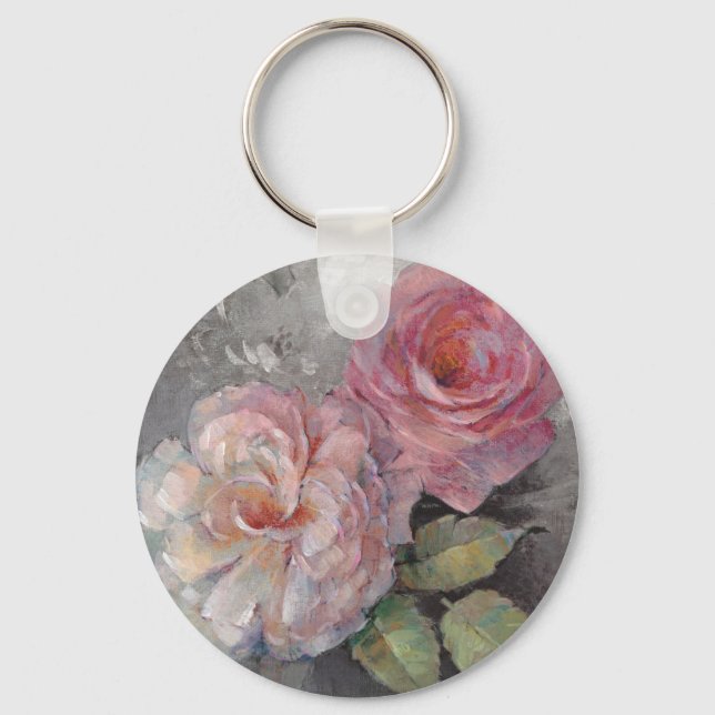 Roses on Grey Key Ring (Front)
