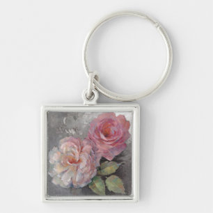 Roses on Grey Key Ring