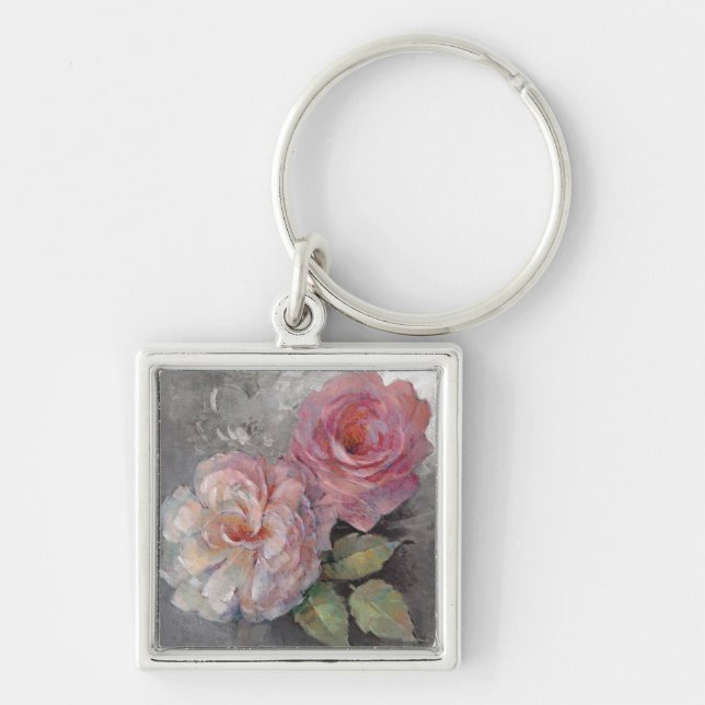 Roses on Grey Key Ring (Front)