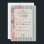 Roses On Linen - Wedding Invitation Card<br><div class="desc">Beautiful design for your special day ~ soft roses on sand and blue striped Background!</div>