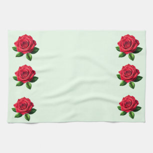 Roses On Pale Green Kitchen Towels