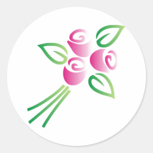 Roses on White Classic Round Sticker