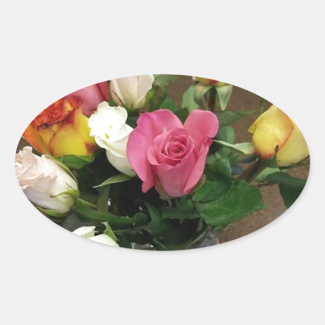 Roses Oval Sticker (Front)