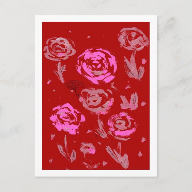 Roses Painting red background abstract Postcard (Front)