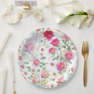 Roses Paper Plate