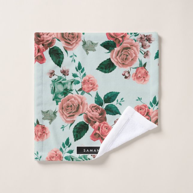 Roses Pattern Bath Towel Set (Wash Cloth)
