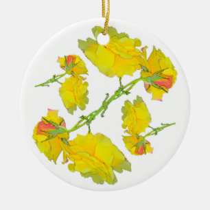 Roses Pattern. Ceramic Tree Decoration