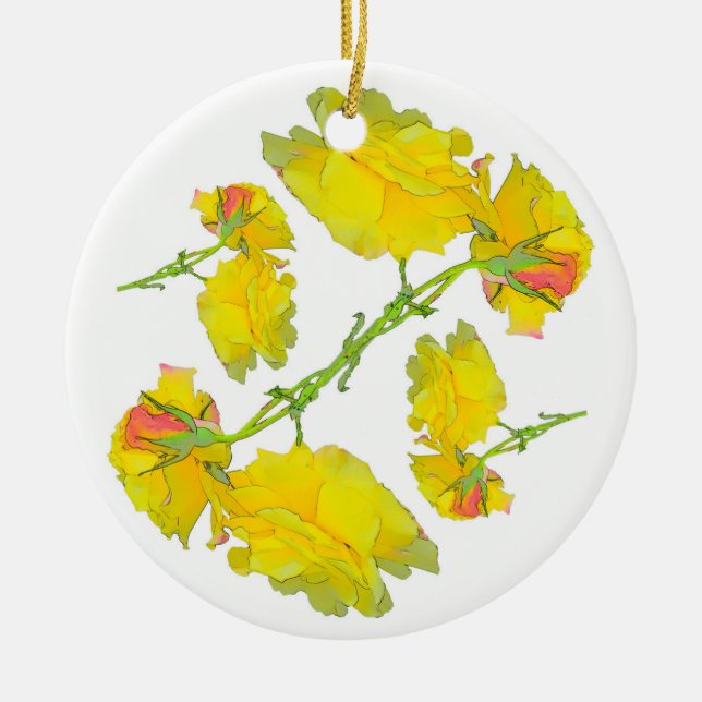 Roses Pattern. Ceramic Tree Decoration (Front)