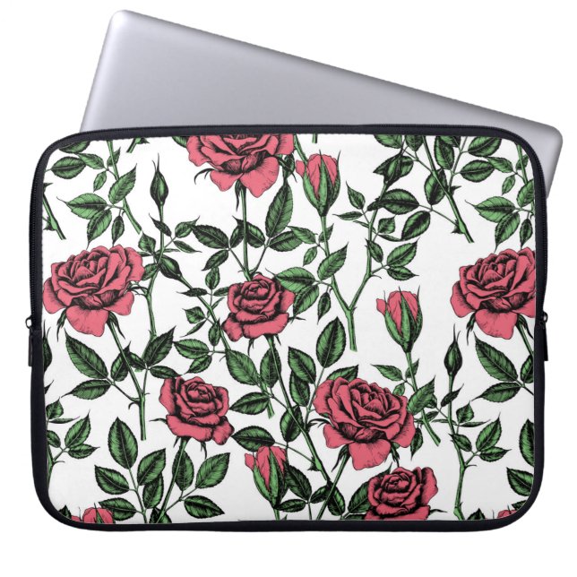Roses pattern laptop sleeve (Front)