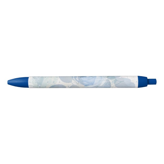 Roses pattern luxury blue ink pen (Front)