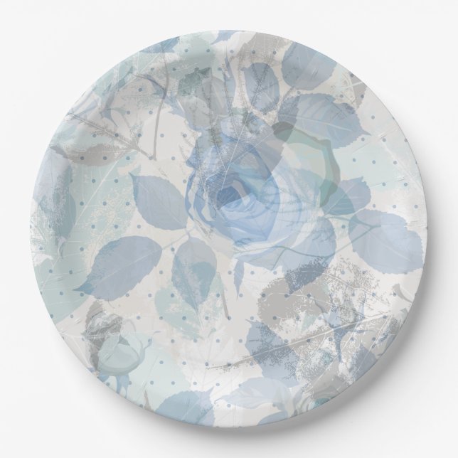 Roses pattern luxury design paper plate (Front)