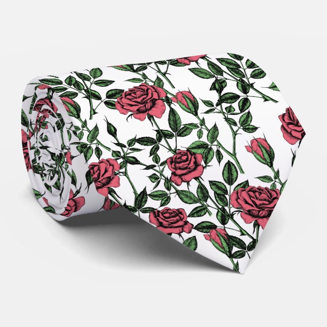 Roses pattern neck tie (Rolled)
