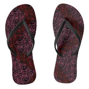 Roses Pattern R.DPnk 02b. Black BG Jandals