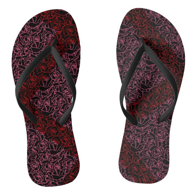 Roses Pattern R.DPnk 02b. Black BG Jandals (Footbed)
