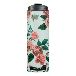 Roses Pattern Thermal Tumbler