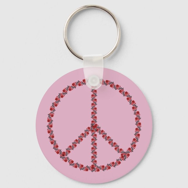 Roses Peace Sign Key Ring (Front)