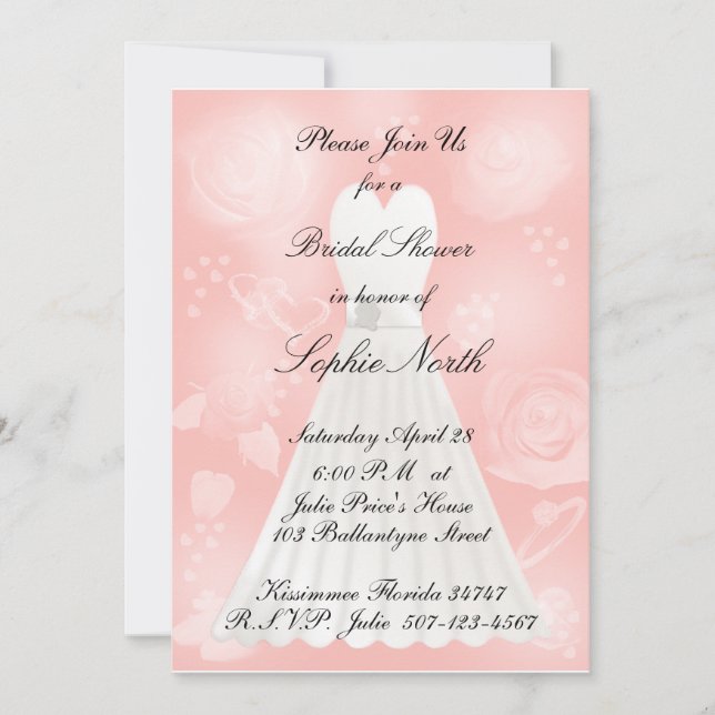 Roses Peach Bridal Shower Invitation (Front)