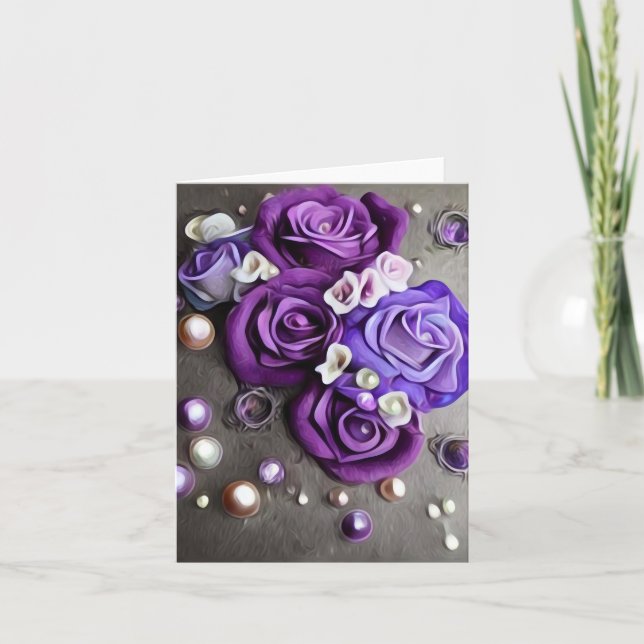Roses & Pearls Thank You Card (Front)