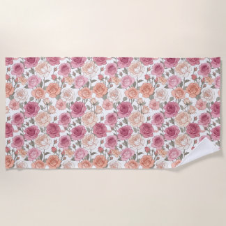 Roses & Peonies — Modern Pastel Minimalism Beach Towel