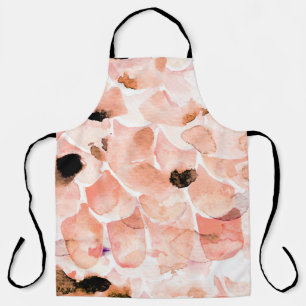 Roses, peony, and leaves, watercolor pattern. apron