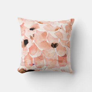 Roses, peony, and leaves, watercolor pattern. cushion