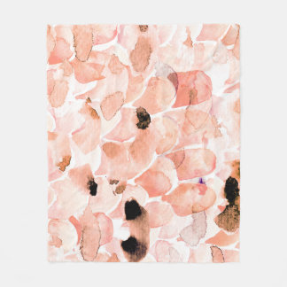 Roses, peony, and leaves, watercolor pattern. fleece blanket
