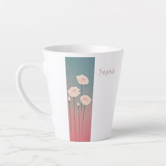 Roses, personalized latte mug (Left)