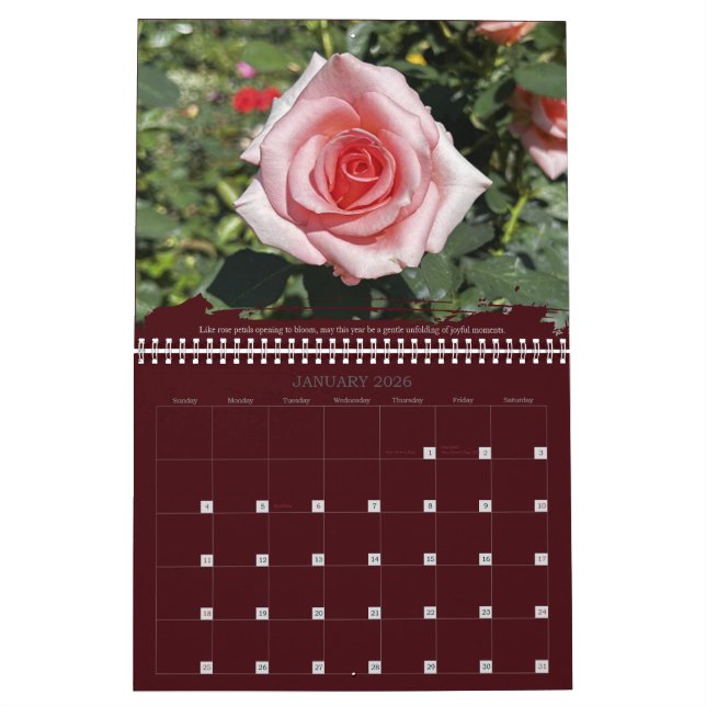 Roses Photography Inspirational Quote Calendar (Jan 2026)