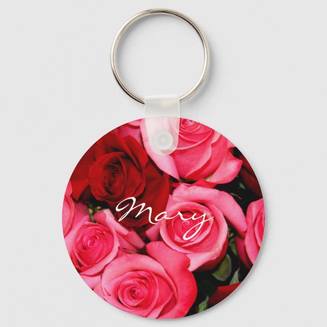 Roses, Pink and Red Key Ring (Front)