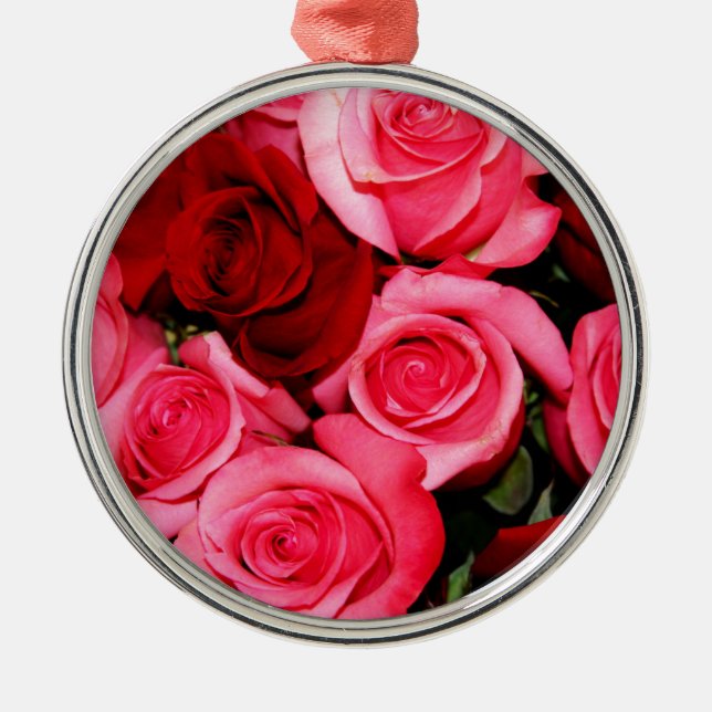 Roses, Pink and Red Metal Tree Decoration (Front)