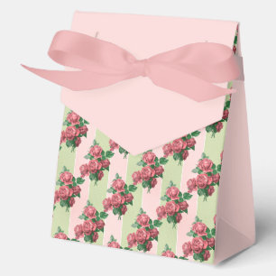 Roses Pink & Green Stripe Favour Box