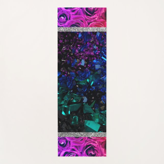  Roses Pink Marble Glitter Yoga Mat (Front)