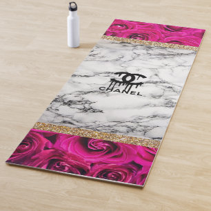  Roses Pink Marble Glitter Yoga Mat