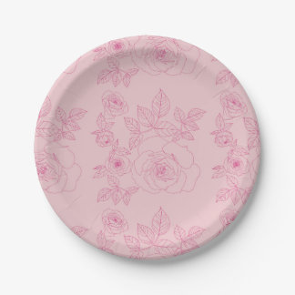 Roses Pink Paper Plate
