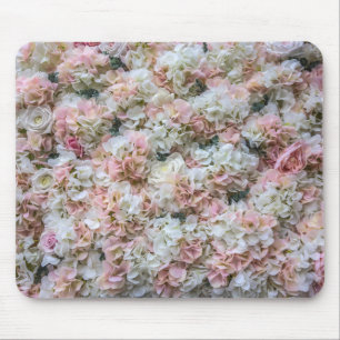 Roses Pink & White Pattern Mouse Pad