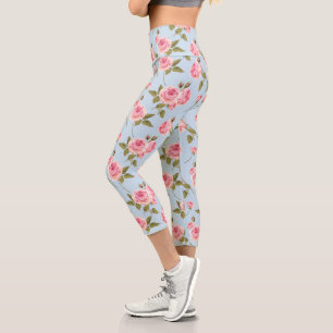 Roses & Polka Dots Pattern Capri Leggings