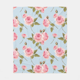 Roses & Polka Dots Pattern Fleece Blanket