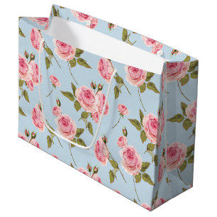 Roses & Polka Dots Pattern Large Gift Bag