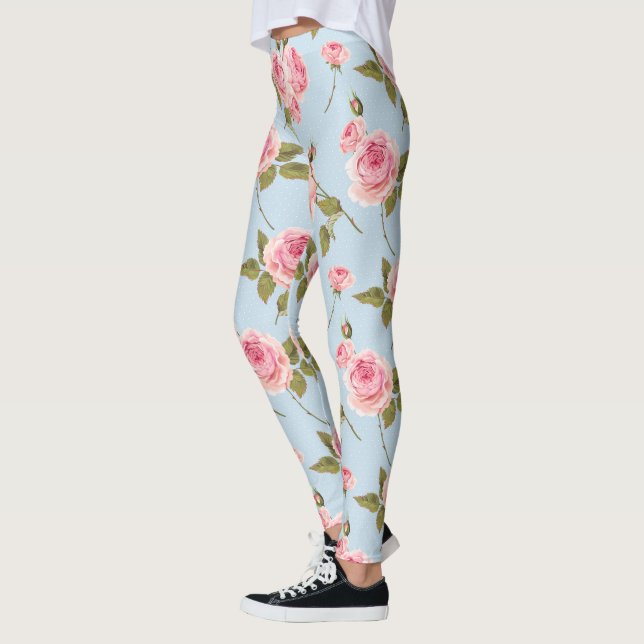 Roses & Polka Dots Pattern Leggings (Left)